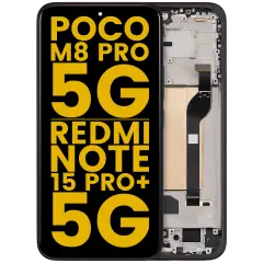 OLED Assembly With Frame For Xiaomi Poco M8 Pro 5G / Redmi Note 15 Pro Plus 5G (Refurbished) (Black)
