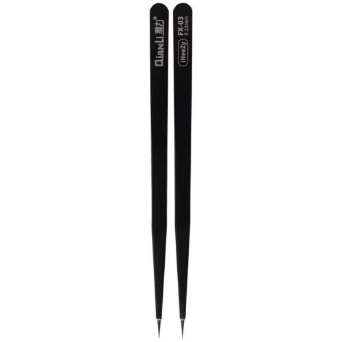 Pince à épiler iNeeZy faite main en acier inoxydable non magnétique (noire - fine) (Qianli) – Image 2