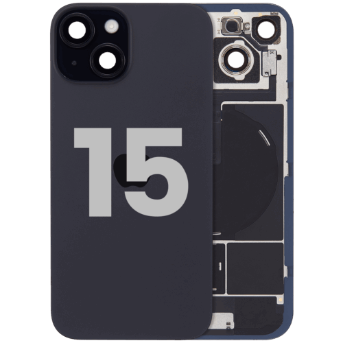 Back Glass w/ MagSafe Magnet & NFC & Flashlight Flex For iPhone 15 (Used OEM Pull: Grade A) (Black)