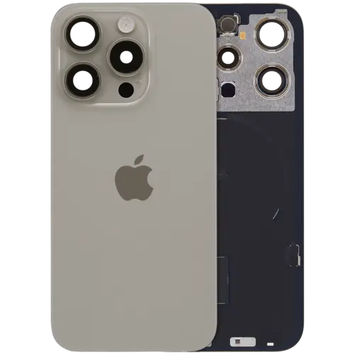 Verre arrière avec aimant MagSafe, NFC et nappe pour lampe torche pour iPhone 15 Pro (Pièce d'origine constructeur) (Titane naturel)