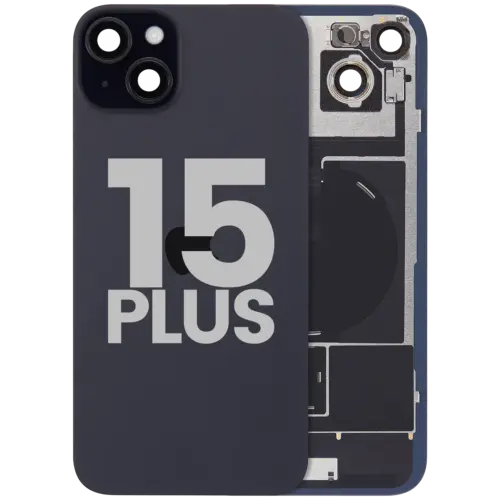 Back Glass w/ MagSafe Magnet & NFC & Flashlight Flex For iPhone 15 Plus (Used OEM Pull: Grade A) (Black)