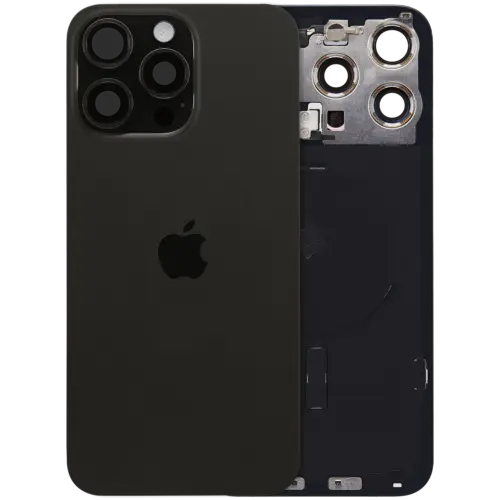Vitre arrière avec aimant MagSafe, NFC et nappe de lampe torche pour iPhone 15 Pro Max (Pièce d'origine constructeur) (Noir titane)