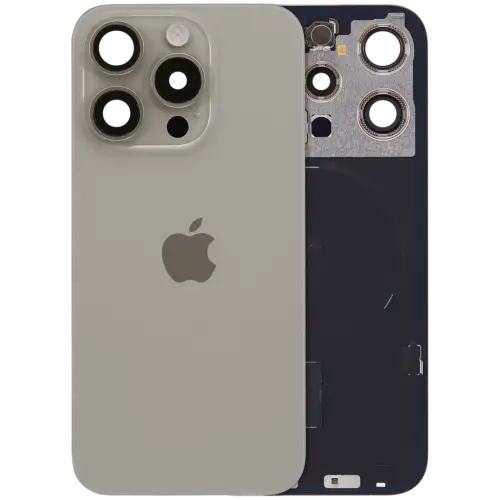 Back Glass w/ MagSafe Magnet & NFC & Flashlight Flex For iPhone 15 Pro (UK / EU Version) (Genuine OEM) (Natural Titanium)