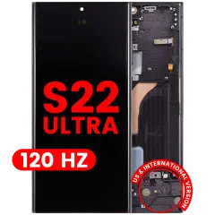 Bloc écran OLED avec cadre pour Samsung Galaxy S22 Ultra 5G (US & International Version) (compatible qualité supérieure) (120Hz) (Phantom Black)