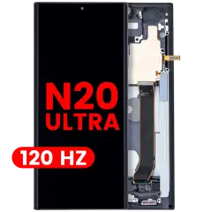 Bloc écran OLED avec cadre pour Samsung Galaxy Note 20 Ultra 5G (compatible qualité supérieure) (120Hz) (Mystic Black)