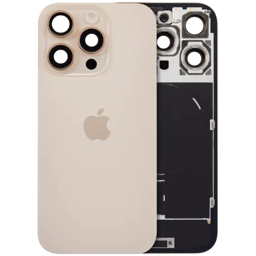 Vitre arrière avec aimant MagSafe, NFC et nappe pour lampe torche pour iPhone 16 Pro (Pièce d'origine constructeur) (Titane désert)