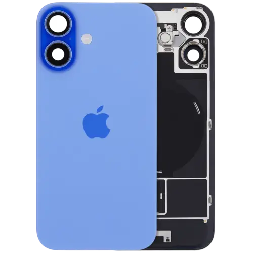 Back Glass w/ MagSafe Magnet & NFC & Flashlight Flex For iPhone 16 (UK / EU Version) (Genuine OEM) (Ultramarine)