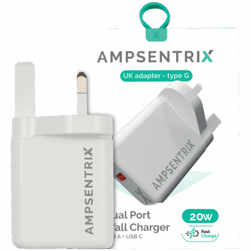 AmpSentrix 20W Double Port (USB-C + USB-A) (220V / Prise UK)