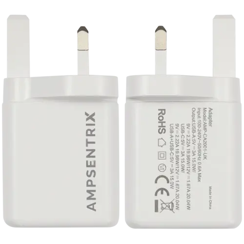 AmpSentrix 20W Double Port (USB-C + USB-A) (220V / Prise UK) – Image 2