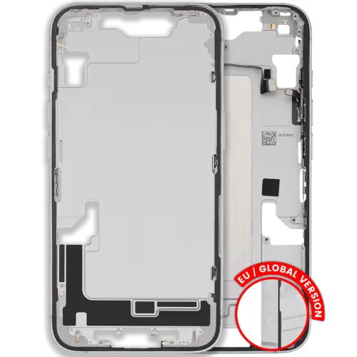 Boîtier intermédiaire avec petites pièces pour iPhone 16e (version UE/globale) (Pièce d'origine d'occasion: Grade A) (Blanc)