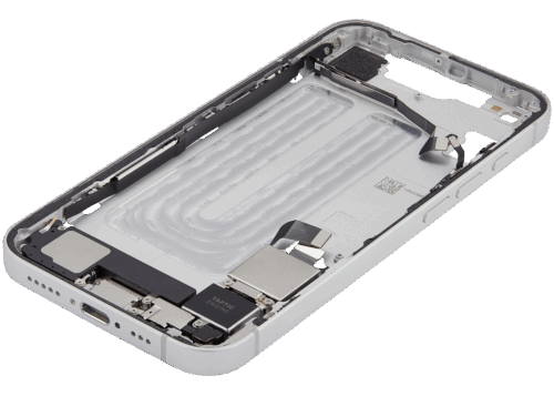 Mid-Frame Housing W/ Charging Port Flex & Small Parts For iPhone 16e / 17e (US Version) (Used OEM Pull: Grade A) (White) – Image 2