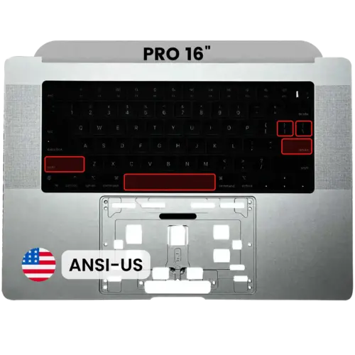 Top case avec clavier (ANSI US) pour MacBook Pro 16" A2991 (2023) (argent) – Image 2