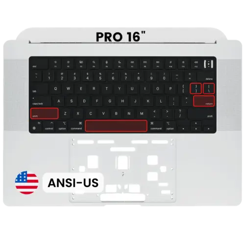 Top Case with Keyboard (ANSI US) For MacBook Pro 16" A2485 (2021) / A2780 (2023) (Silver)