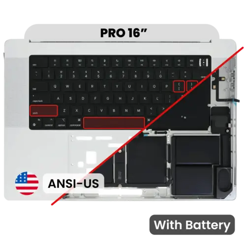 Top Case with Battery and Keyboard (ANSI US) For MacBook Pro 16" A2780 (2023) (Genuine OEM) (Silver)