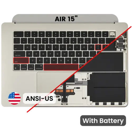 Top Case with Battery and Keyboard (ANSI US) For MacBook Air 15" A3114 (2024) (Starlight)