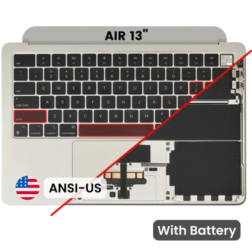 Top Case with Battery and Keyboard (ANSI US) For MacBook Air 13" A3113 (2024) (Starlight)