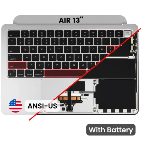 Top Case with Battery and Keyboard (ANSI US) For MacBook Air 13" A3113 (2024) (Silver)