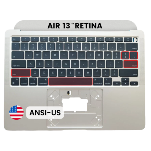 Top Case with Keyboard (ANSI US) For MacBook Air 13" A2337 (2020) (Genuine OEM) (Silver)