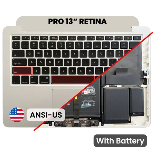Top Case with Battery and Keyboard (ANSI US) For MacBook Pro 13" A1502 (2015) (OEM New) (Silver)