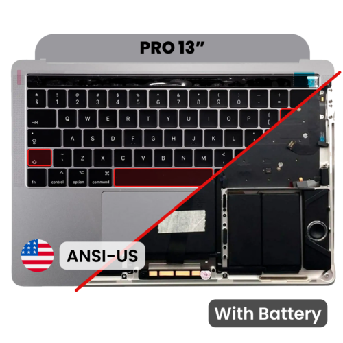 Top Case with Battery and Keyboard (ANSI US) For MacBook Pro 13" A1706 (2016) (Used OEM Pull: Grade A) (Space Gray)