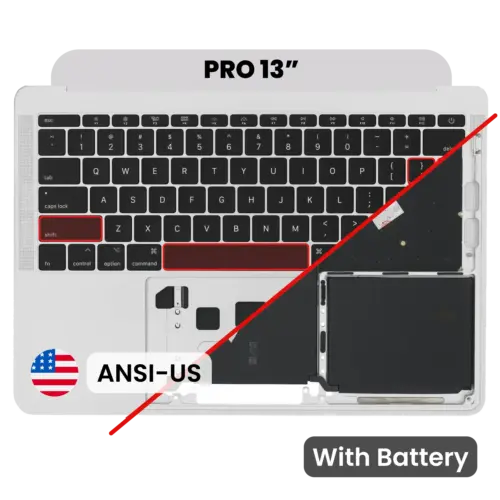 Top Case with Battery and Keyboard (ANSI US) For MacBook Pro 13" A1708 (2016) (OEM New) (Silver)