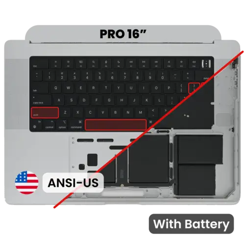 Top Case with Battery and Keyboard (ANSI US) For MacBook Pro 16" A2485 (2021) / A2780 (2023) (Used OEM Pull: Grade A) (Space Gray)