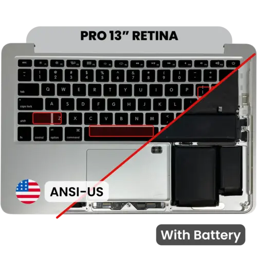 Top case avec batterie et clavier (ANSI US) pour MacBook Pro 13" A1425 (2012-2013) (OEM New)