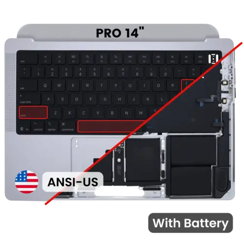 Top Case with Battery and Keyboard (ANSI US) For MacBook Pro 14" A3434 (2025) (Genuine OEM) (Silver)