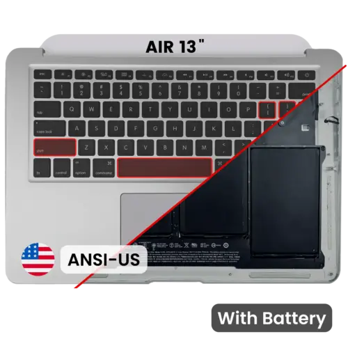 Boîtier supérieur avec batterie et clavier (ANSI US) pour MacBook Air 13" A1466 (2013-2017) (Pièce d'origine d'occasion : Grade A)