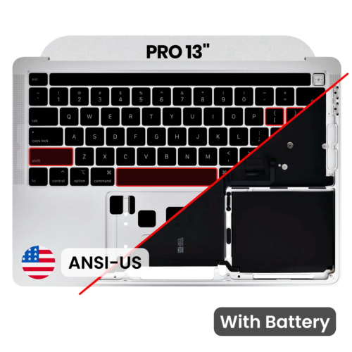 Top Case with Battery and Keyboard (ANSI US) For MacBook Pro 13" A2289 (2020) (Used OEM Pull: Grade A) (Silver) – Image 2