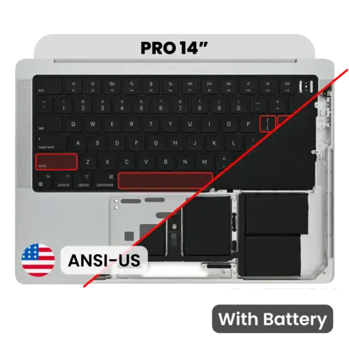 Top Case with Battery and Keyboard (ANSI US) For MacBook Pro 14" A2442 (2021) / A2779 (2023) (Silver)