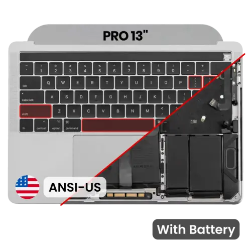 Top Case with Battery and Keyboard (ANSI US) For MacBook Pro 13" A1989 (2018-2019) (Used OEM Pull: Grade B/C) (Gray) – Image 2