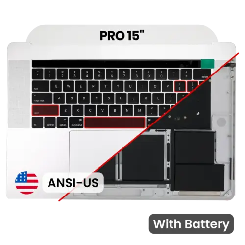 Top Case with Battery and Keyboard (ANSI US) For MacBook Pro 15" A1707 (2016-2017) (Silver)