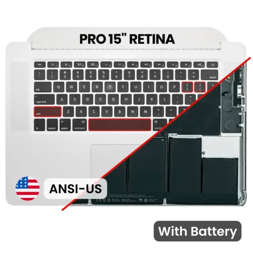 Top Case with Battery and Keyboard (ANSI US) For MacBook Pro 15" A1398 (2012-2013)