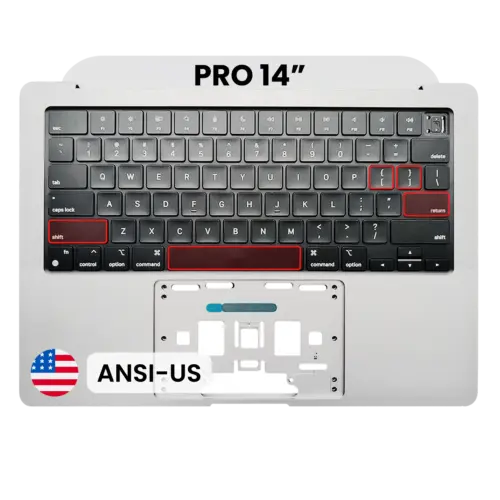Top Case with Keyboard (ANSI US) For MacBook Pro 14" A2442 (2021) / A2779 (2023) (Silver)