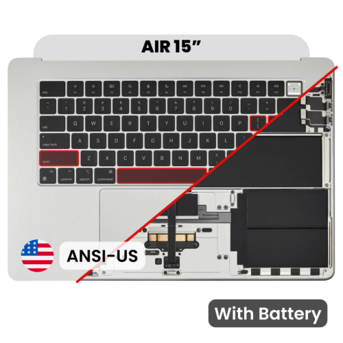 Top Case with Battery and Keyboard (ANSI US) For MacBook Air 15" A3114 (2024) (Genuine OEM) (Silver)