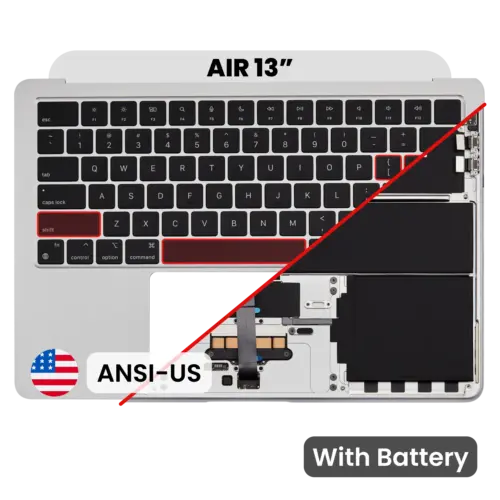 Top Case with Battery and Keyboard (ANSI US) For MacBook Air 13" A2681 (2022) (Genuine OEM) (Silver)
