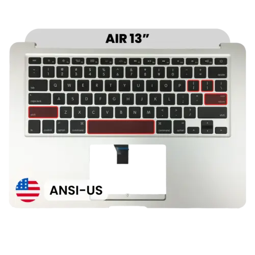 Top Case with Keyboard (ANSI US) and Microphone For MacBook Air 13" A1466 (2013-2017) (Used OEM Pull: Grade A)