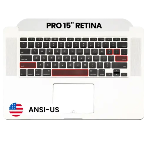 Top case avec clavier (ANSI US) et microphone pour MacBook Pro 15" A1398 (2013-2014) (OEM New)