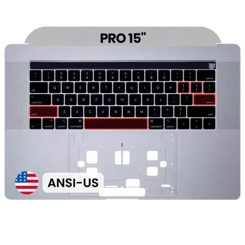 Top Case with Keyboard (ANSI US) For MacBook Pro 15" A1990 (2018-2019) (OEM New) (Silver)
