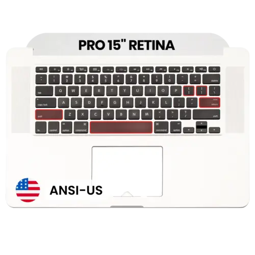 Top Case with Keyboard (ANSI US) and Microphone For MacBook Pro 15" A1398 (2013-2014) (Used OEM Pull: Grade A)