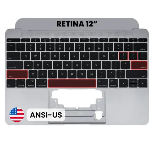 Top case avec clavier (ANSI US) et microphone pour MacBook 12" A1534 (2015) (Used OEM Pull: Grade A) (gris sidéral)