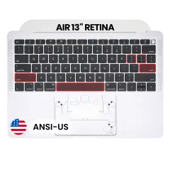 Top case avec clavier (ANSI US) pour MacBook Air 13" A1932 (2018-2019) (Used OEM Pull: Grade A) (argent)