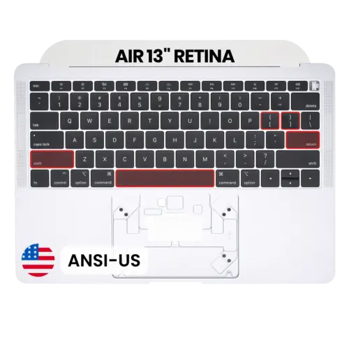 Top case avec clavier (ANSI US) pour MacBook Air 13" A1932 (2018-2019) (Used OEM Pull: Grade A) (argent) – Image 10