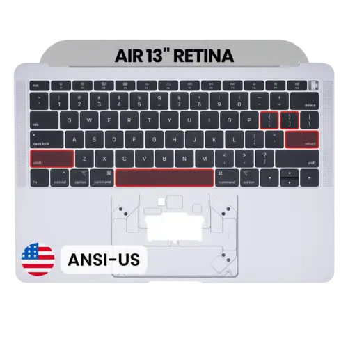 Boîtier supérieur avec clavier (ANSI US) pour MacBook Air 13" A1932 (2018-2019) (Pièce d'origine d'occasion : Grade A) (Gris sidéral)
