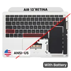 Top case avec batterie et clavier (ANSI US) pour MacBook Air 13" A1932 (2018-2019) (OEM New) (argent)