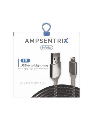 USB Type A To Lightning Cable (Non-MFI) (1 m / 3 ft) (AmpSentrix Infinity) (Silver) – Image 7
