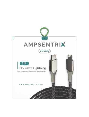 Lightning To USB Type C Cable (Non-MFI) (1 m / 3 ft) (AmpSentrix Infinity) (Silver) – Image 5