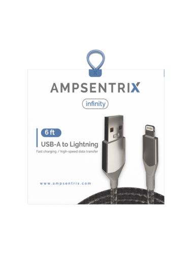 Câble AmpSentrix Infinity USB-A vers Lightning (non certifié MFI) (2 m, 6 pi) (argent) – Image 3