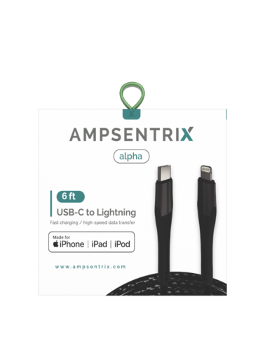 Lightning To USB Type C Cable (MFI) (1.8 m / 6 ft) (AmpSentrix Alpha) (Black) – Image 4